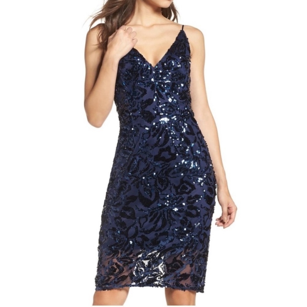 Eliza J size 8 Navy Blue Sequin Dress